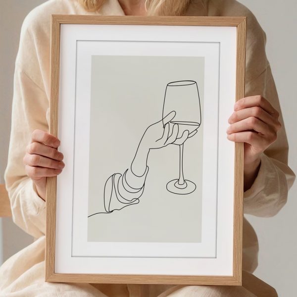 Wine Glass Line Art Minimal - Image 2