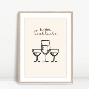 But First Cocktails Sketch Art Print
