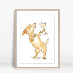 Dapper Dachshund With Wine Glass Art