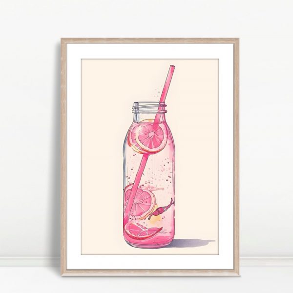 Pink Citrus Infusion Bottle Art