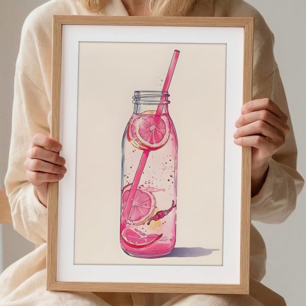 Pink Citrus Infusion Bottle Art - Image 2