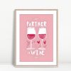 Partner In Wine Romantic Glasses Print