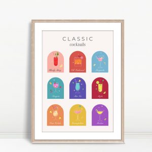 Classic Cocktails Illustrated Recipe Art