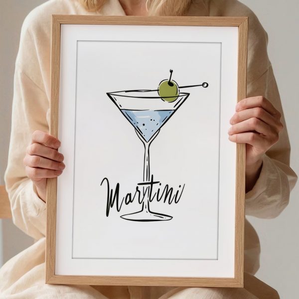 Martini Glass Olive Sketch Print - Image 2