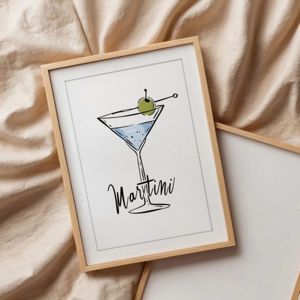 Martini Glass Olive Sketch Print - Image 3