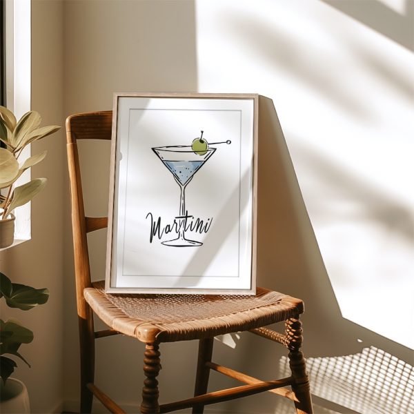 Martini Glass Olive Sketch Print - Image 4