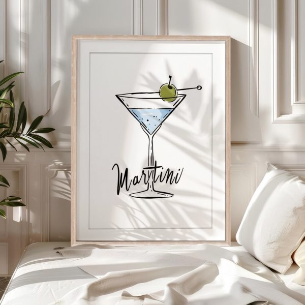 Martini Glass Olive Sketch Print - Image 5