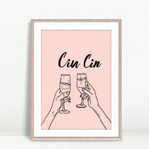 Cin Cin Minimalist Toasting Glasses Print