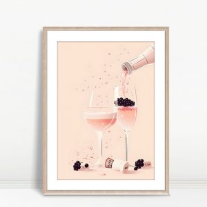 Rosé Champagne Pour Pink Celebration Print