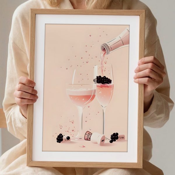 Rosé Champagne Pour Pink Celebration Print - Image 2