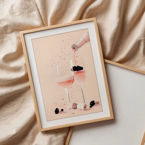 Rosé Champagne Pour Pink Celebration Print - Image 3