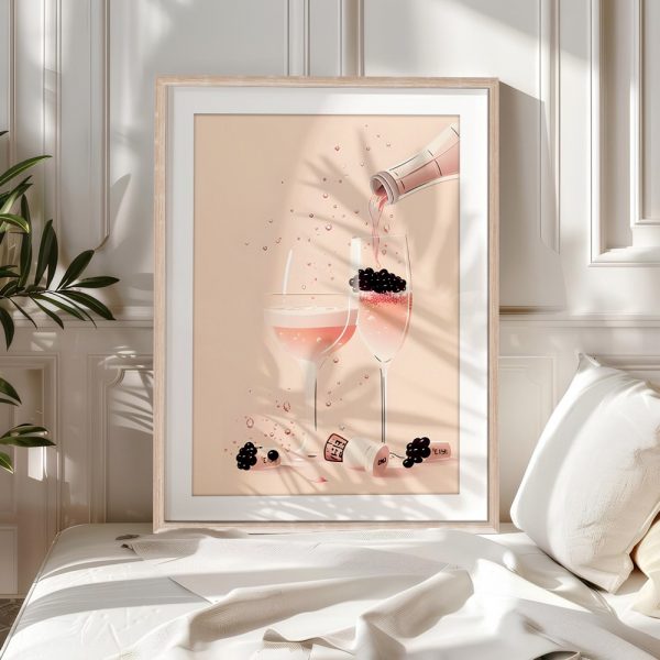 Rosé Champagne Pour Pink Celebration Print - Image 5