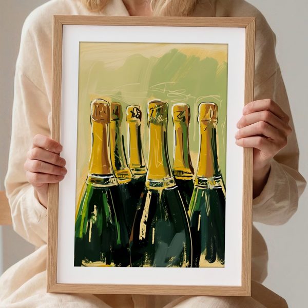Painterly Champagne Celebration Bottle Art - Image 2