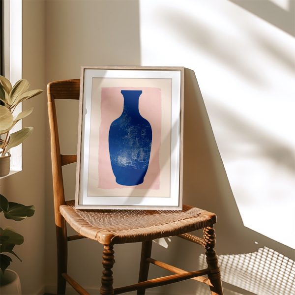 Minimalist Blue Vase On Pink - Image 4
