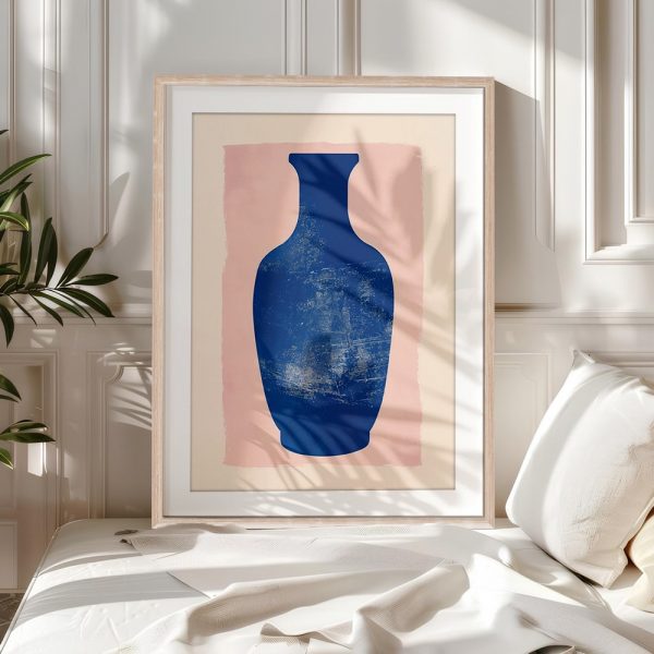 Minimalist Blue Vase On Pink - Image 5