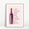 Rescued Wine Bottle Funny Quote Art