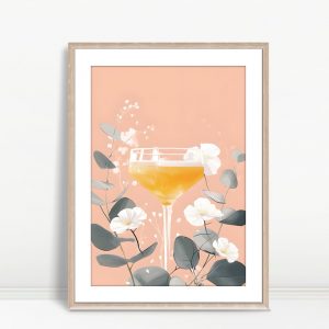 Floral Orange Cocktail On Peach Background