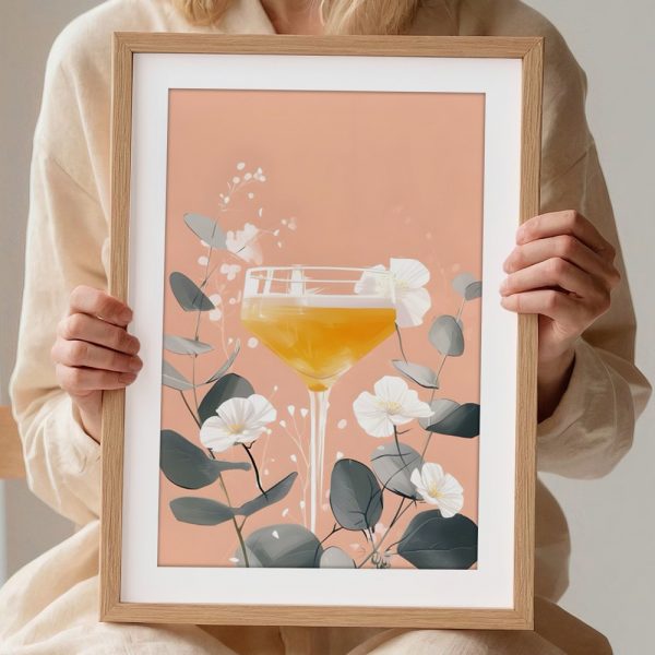 Floral Orange Cocktail On Peach Background - Image 2