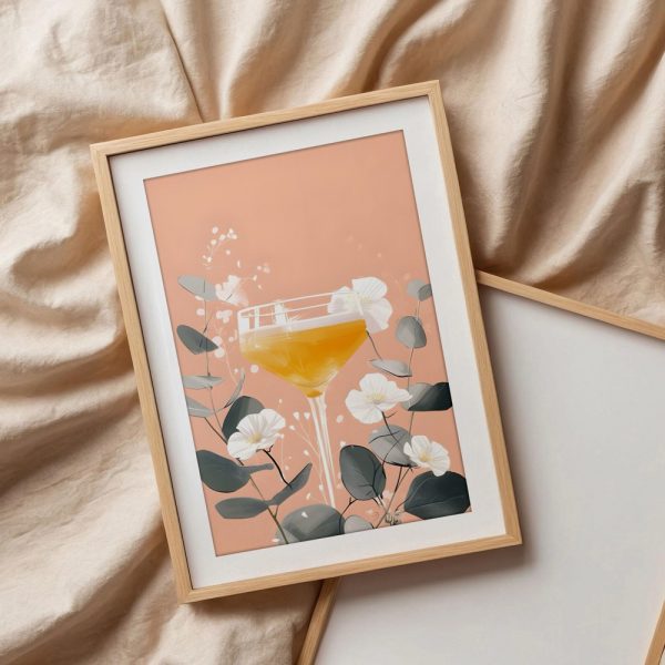 Floral Orange Cocktail On Peach Background - Image 3
