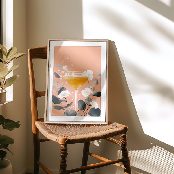Floral Orange Cocktail On Peach Background - Image 4