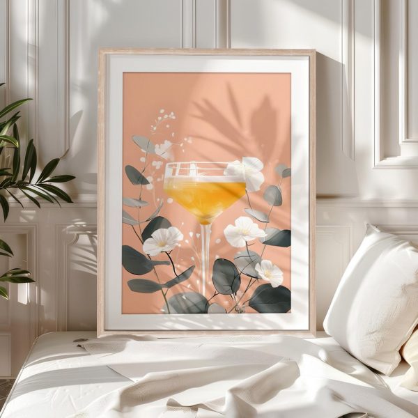 Floral Orange Cocktail On Peach Background - Image 5