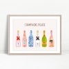 Champagne Please Multicolor Bottles Print