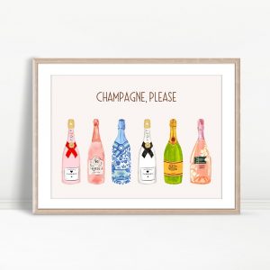 Champagne Please Multicolor Bottles Print