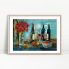 Artistic Wine Bottles And Flowers Still Life