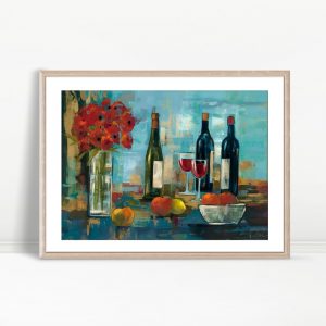 Artistic Wine Bottles And Flowers Still Life