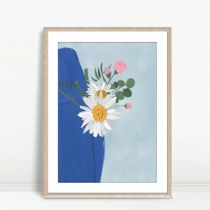 Soft Petals in Indigo Vase