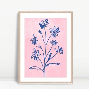 Blue Bloom Against Blush Dreams