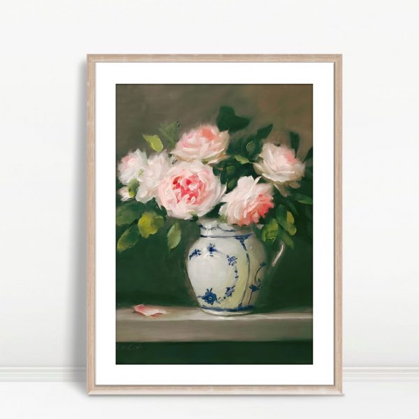 Soft Blush Roses Porcelain Still Life