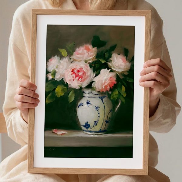 Soft Blush Roses Porcelain Still Life - Image 2