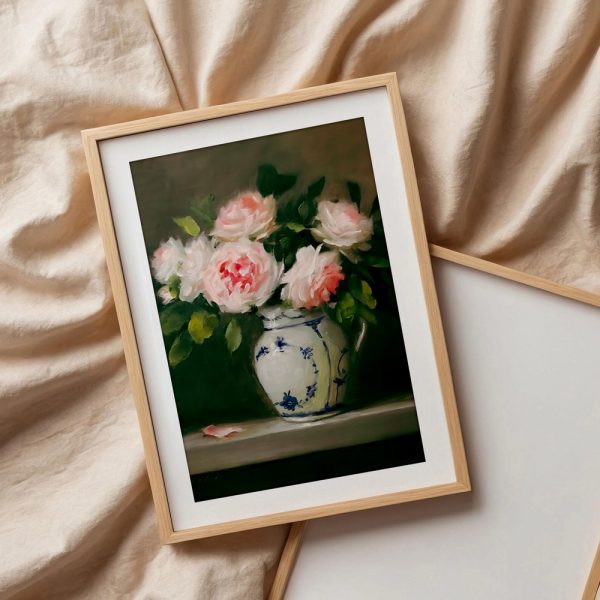 Soft Blush Roses Porcelain Still Life - Image 3