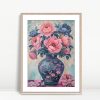 Elegant Peonies In Ornate Blue Vase