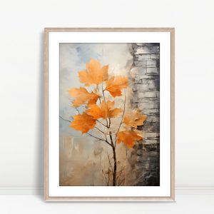 Golden Autumn Maple Beside Stone