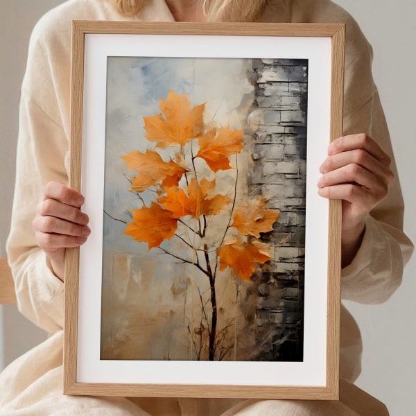 Golden Autumn Maple Beside Stone - Image 2