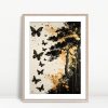 Golden Butterflies And Ink Pine