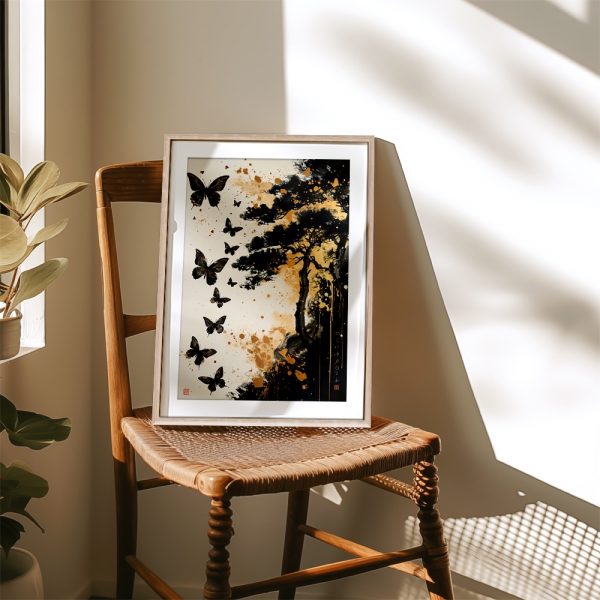 Golden Butterflies And Ink Pine - Image 4