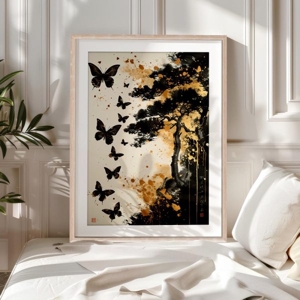 Golden Butterflies And Ink Pine - Image 5