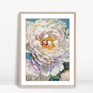 Soft White Peony In Bloom