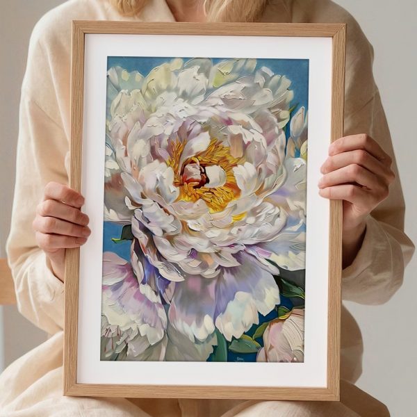 Soft White Peony In Bloom - Image 2