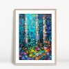 Colorful Birch Forest Palette Knife Painting