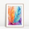Vibrant Watercolor Feathers In Motion