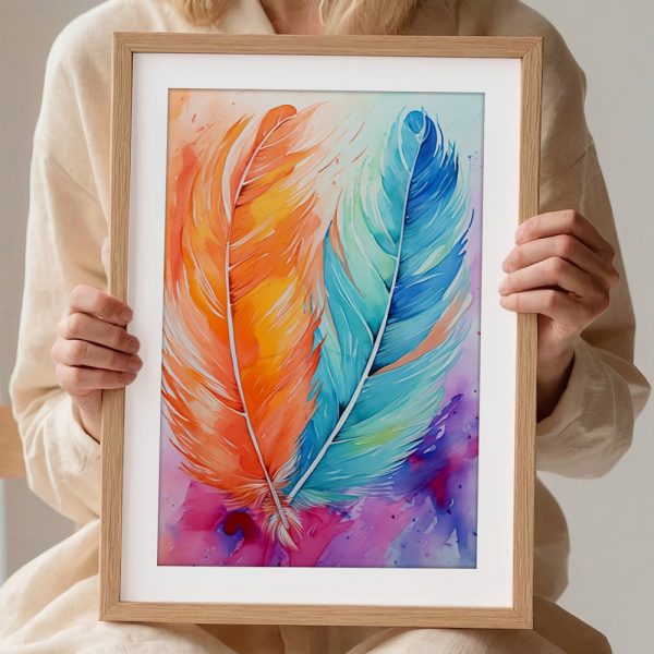 Vibrant Watercolor Feathers In Motion - Image 2