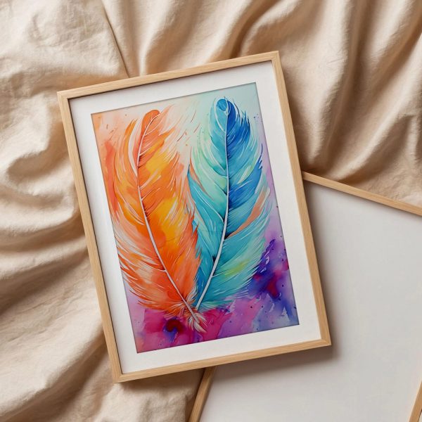 Vibrant Watercolor Feathers In Motion - Image 3