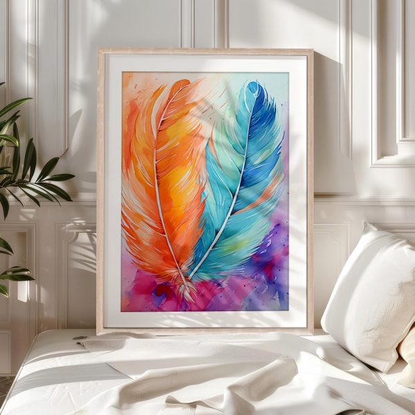 Vibrant Watercolor Feathers In Motion - Image 5