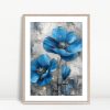 Blue Poppies Textured Metallic Finish