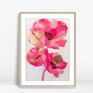 Pink Petals And Gold Leaf Art