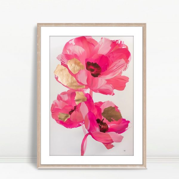 Pink Petals And Gold Leaf Art